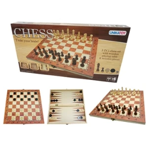 Šah leseni 34 x 34cm - 3 v 1